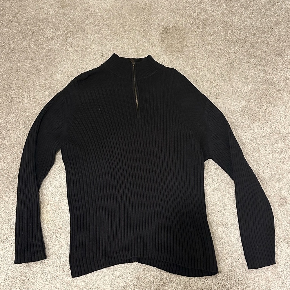Covington Black Ribbed Zip-Up Sweater